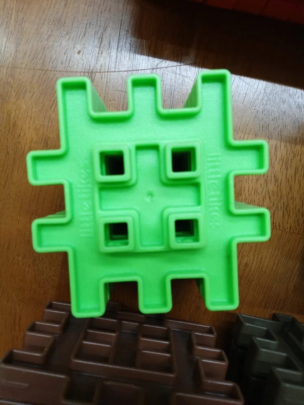 Little Tikes Waffle Blocks Building Block Lot Green Brown Grey Red